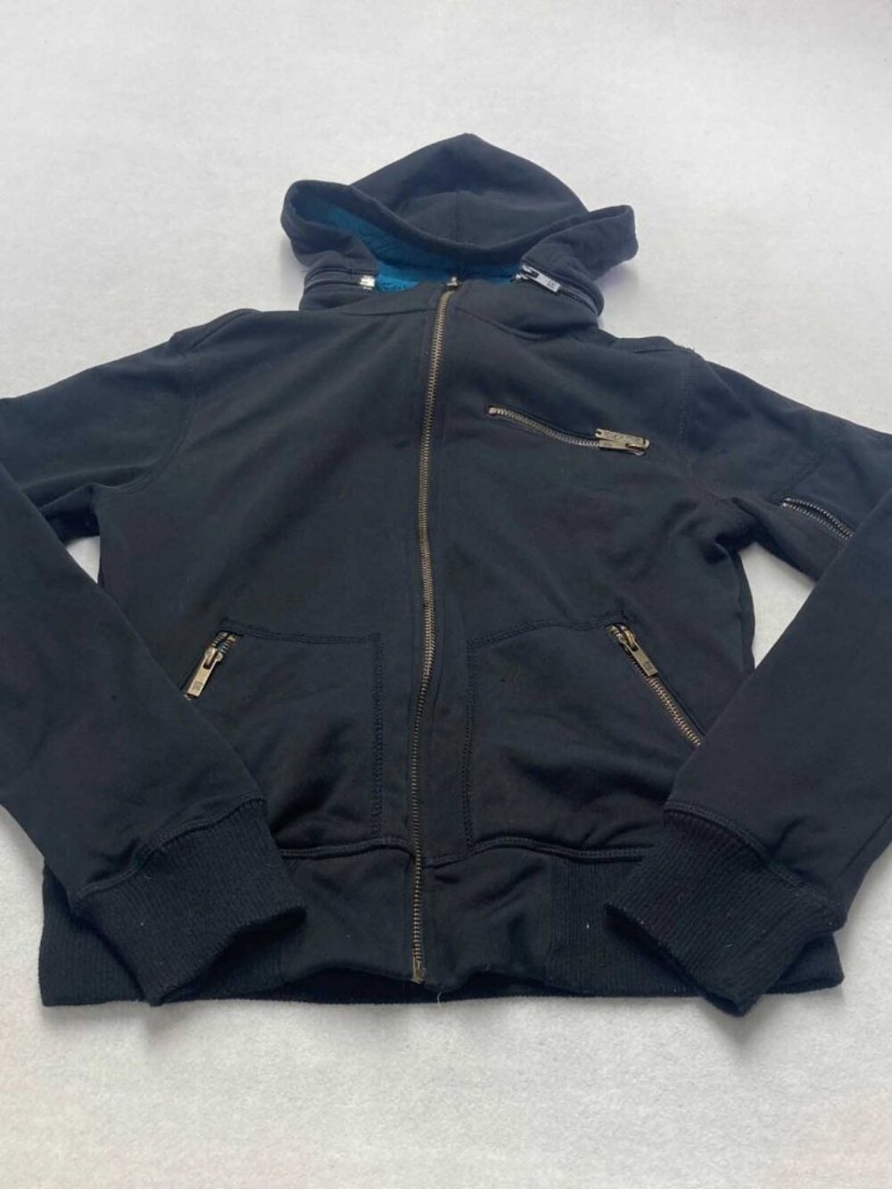 Empyre Hoodie Mens Medium Black Full Zip Fleece Sweatshirt Back Graphic
